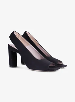 Pump peeptoe scuba zwart | DELSCHER. Fashion