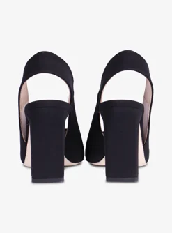 Pump peeptoe scuba zwart | DELSCHER. Fashion