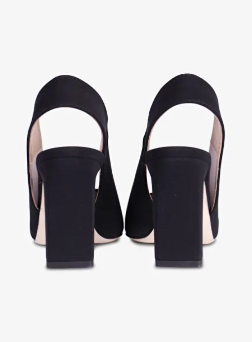 Pump peeptoe scuba zwart | DELSCHER. Fashion