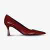 Pump pointy leder wijnrood | DELSCHER. Fashion