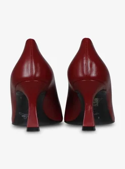 Pump pointy leder wijnrood | DELSCHER. Fashion