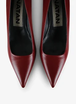 Pump pointy leder wijnrood | DELSCHER. Fashion