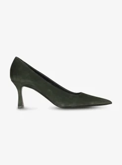 Pump pointy suede bottle groen | DELSCHER. Fashion