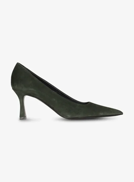Pump pointy suede bottle groen | DELSCHER. Fashion