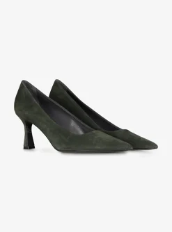 Pump pointy suede bottle groen | DELSCHER. Fashion