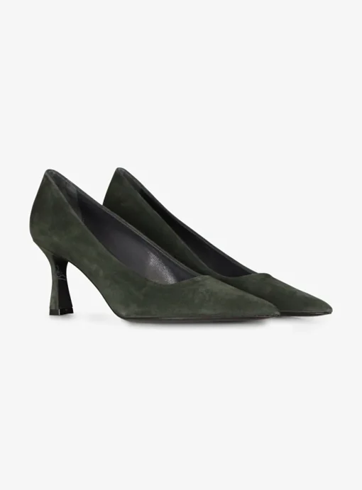 Pump pointy suede bottle groen | DELSCHER. Fashion