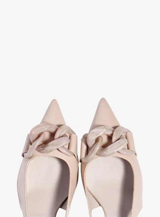 Pump slingback chain leder nude | DELSCHER. Fashion