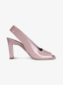 Pump slingback peeptoe lak nude | DELSCHER. Fashion
