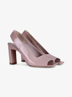 Pump slingback peeptoe lak nude | DELSCHER. Fashion