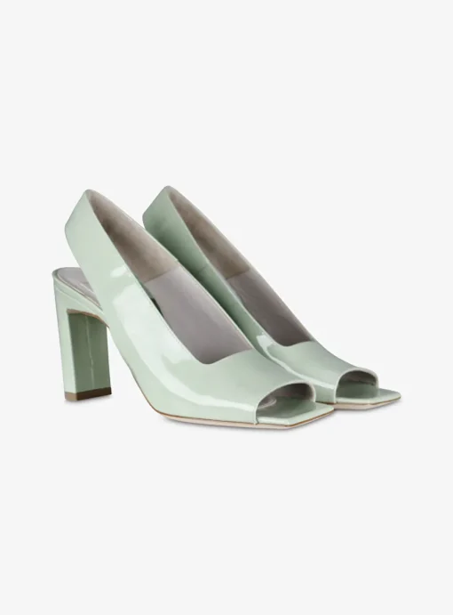 Pump slingback peeptoe lak mintgroen | DELSCHER. Fashion