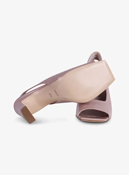 Pump slingback peeptoe lak nude | DELSCHER. Fashion