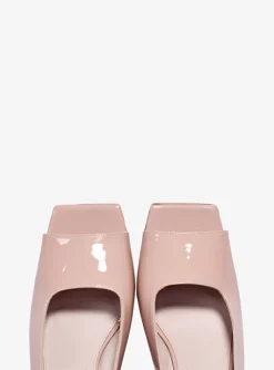 Pump slingback peeptoe lak nude | DELSCHER. Fashion