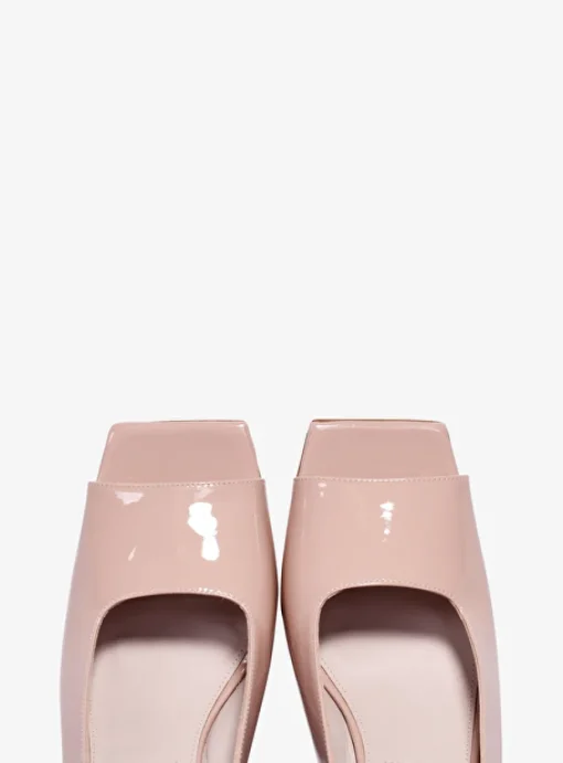 Pump slingback peeptoe lak nude | DELSCHER. Fashion
