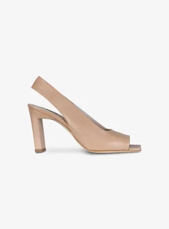 Pump slingback peeptoe leer camel | DELSCHER. Fashion