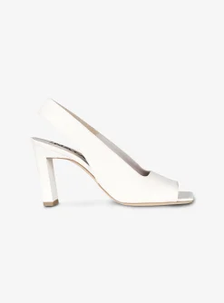 Pump slingback peeptoe leer offwhite | DELSCHER. Fashion