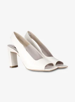 Pump slingback peeptoe leer offwhite | DELSCHER. Fashion