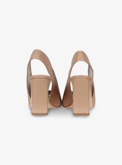Pump slingback peeptoe leer camel | DELSCHER. Fashion