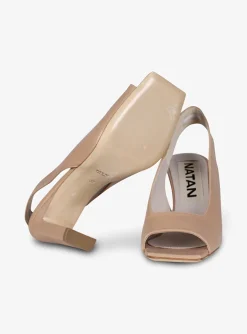 Pump slingback peeptoe leer camel | DELSCHER. Fashion