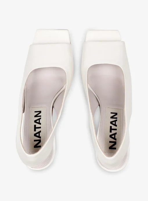 Pump slingback peeptoe leer offwhite | DELSCHER. Fashion