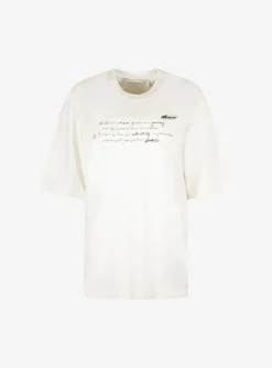 Relaxed shirt offwhite met tekst | DELSCHER. Fashion