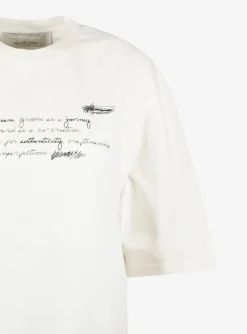 Relaxed shirt offwhite met tekst | DELSCHER. Fashion