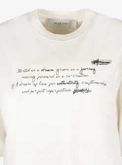Relaxed shirt offwhite met tekst | DELSCHER. Fashion