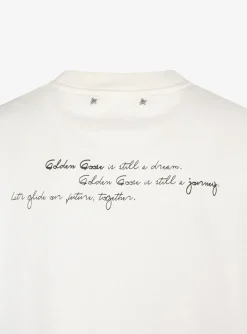 Relaxed shirt offwhite met tekst | DELSCHER. Fashion