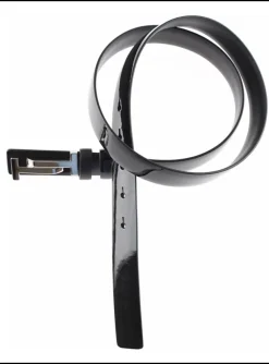 Riem lak/leder zwart met double T gesp | DELSCHER. Fashion
