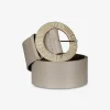riem leder beige met ronde gesp | DELSCHER. Fashion