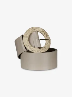 riem leder beige met ronde gesp | DELSCHER. Fashion