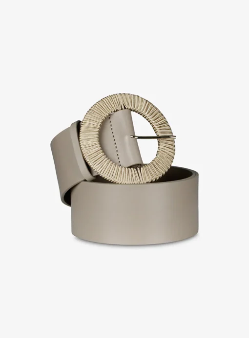 riem leder beige met ronde gesp | DELSCHER. Fashion