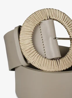 riem leder beige met ronde gesp | DELSCHER. Fashion