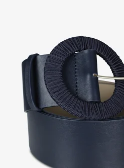 riem leder marine met ronde gesp | DELSCHER. Fashion