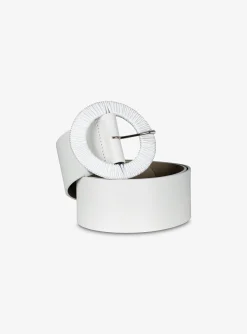 riem leder offwhite met ronde gesp | DELSCHER. Fashion