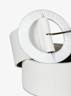 riem leder offwhite met ronde gesp | DELSCHER. Fashion
