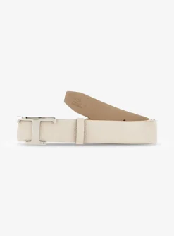 Riem leder offwhite met zilveren t | DELSCHER. Fashion