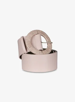 riem leder poeder roze met ronde gesp | DELSCHER. Fashion