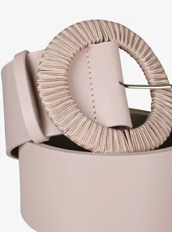 riem leder poeder roze met ronde gesp | DELSCHER. Fashion