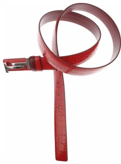Riem leder rood croco met double T gesp | DELSCHER. Fashion