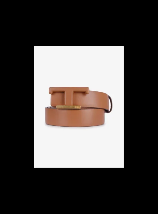 Riem leder T cognac | DELSCHER. Fashion