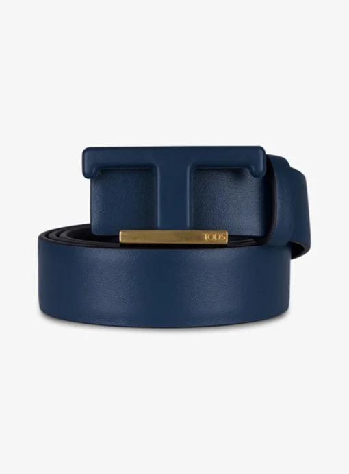 Riem leder T gesp petrol | DELSCHER. Fashion