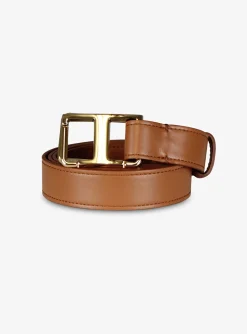 Riem leder T sluiting cognac | DELSCHER. Fashion