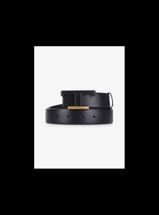 Riem leder T zwart | DELSCHER. Fashion
