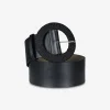 riem leder zwart met ronde gesp | DELSCHER. Fashion