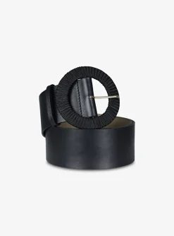 riem leder zwart met ronde gesp | DELSCHER. Fashion