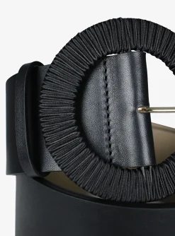 riem leder zwart met ronde gesp | DELSCHER. Fashion