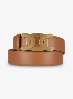 Riem logo cognac | DELSCHER. Fashion