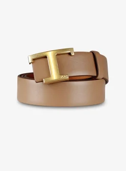Riem new timeless leer T light cognac oranje | DELSCHER. Fashion