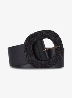 Riem Ticha raffia zwart | DELSCHER. Fashion