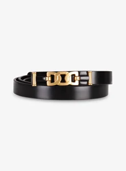 riem zwart logo gesp | DELSCHER. Fashion